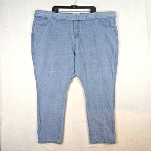 Liquor N Poker Womens Jeans Sz 26 Light Wash High-Rise Denim Jeans W/ Denim Belt